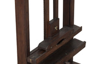 19th century French, oak artist's easel with hand crank mechanism for adjusting height with rare wooden turning screw