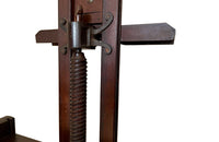 19th century French, oak artist's easel with hand crank mechanism for adjusting height with rare wooden turning screw