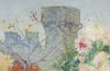 Large late 19th Century French oil on canvas painting of a garden with a view of Avignon
