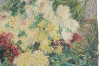 Large late 19th Century French oil on canvas painting of a garden with a view of Avignon