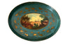 Decorative 19th centiry Italian tole tray with a scenic painting and gold leaf details