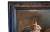 Charming 19th century framed small oil painting of two rabbits with carrots and lettuce - French Antiques