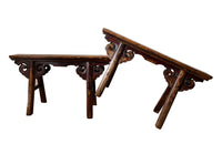 Pair of 19th century Chinese elm benches from the late Qing Period.