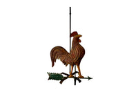 Very decorative 20th Century French painted full-bodied rooster on arrow weather vane on iron stand