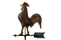 Very decorative 20th Century French painted full-bodied rooster on arrow weather vane on iron stand
