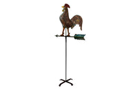 Very decorative 20th Century French painted full-bodied rooster on arrow weather vane on iron stand