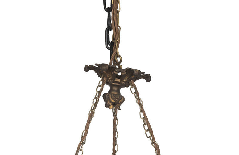 Antique chandelier bronze tiered with crystal glass drops French - Antique Lighting