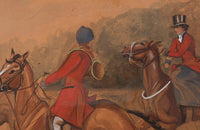 Large framed signed pastel of a hunt in progress - French Antiques