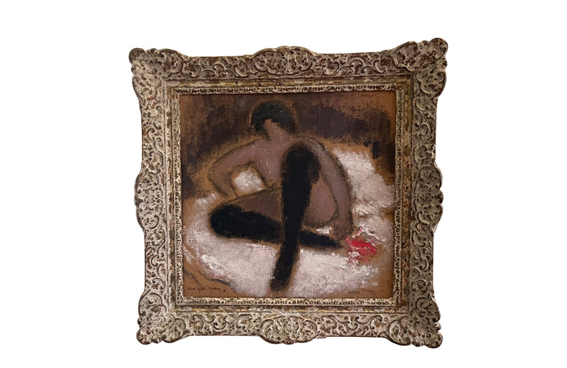  portrait of a female nude in black stockings signed by the artist, Henri Andre Martin in Montparnasse frame