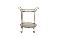 Mid century French, brass & glass drinks trolley with 3 bottle holder - French Mid Century Furniture