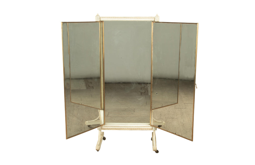 Early 20th century Louis XVI style tryptyche mirror from Miroir Brot of Paris.