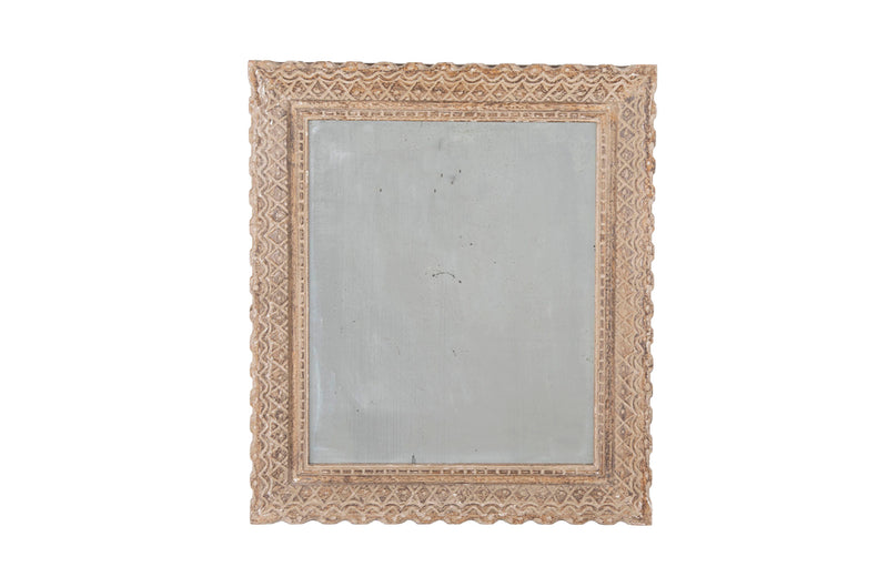 French carved painted antique framed mirror