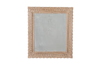 French carved painted antique framed mirror