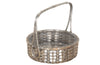 Elegant, round silver plate basket with handle