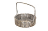 Elegant, round silver plate basket with handle