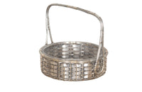 Elegant, round silver plate basket with handle