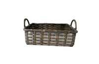 Elegant, silver plate basket with round handles