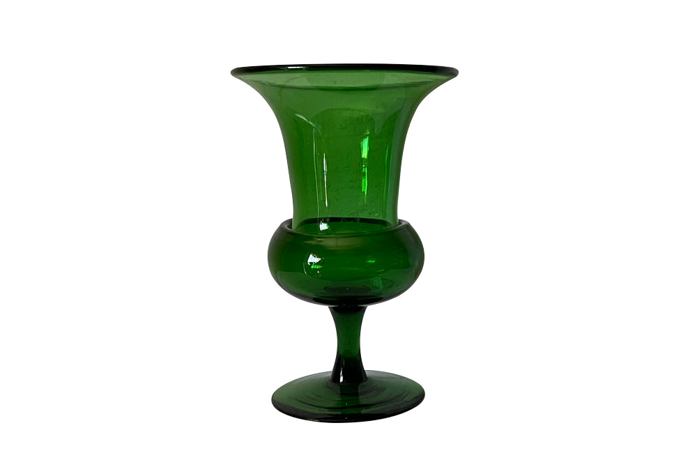 Vintage green blown glass Medici glass vase from Italy