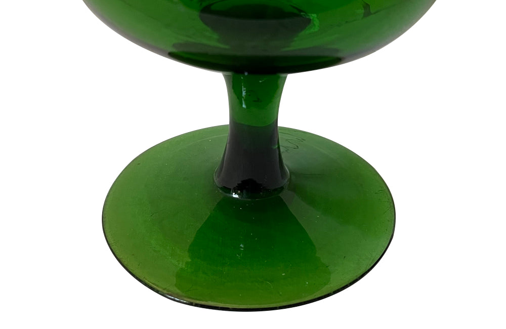 Vintage green blown glass Medici glass vase from Italy