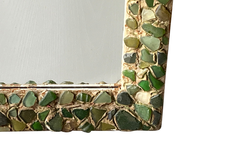 20th Century decorative hand made seaglass mosaic mirror. 