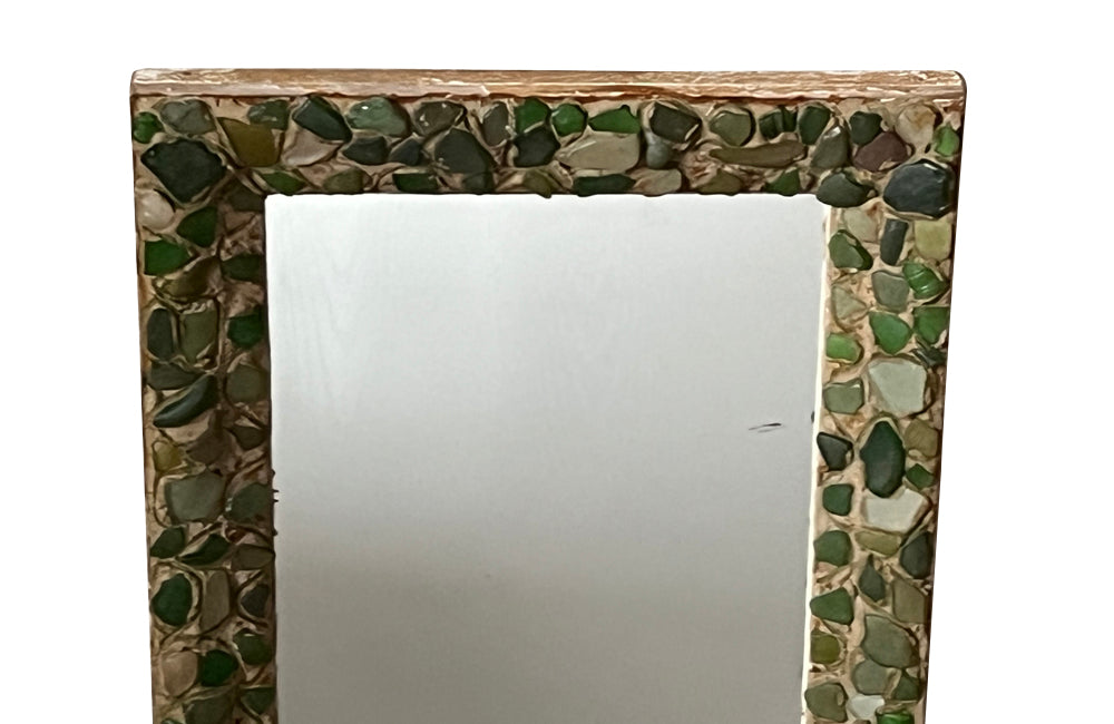 20th Century decorative hand made seaglass mosaic mirror. 