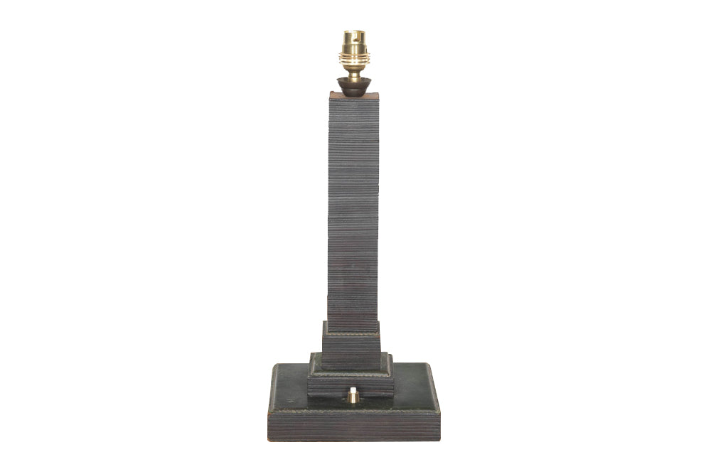 Stylish Art Deco style leather table lamp in the manner of Hermes.&nbsp;