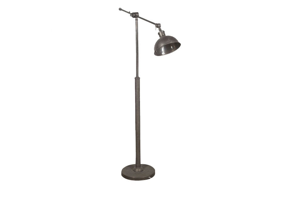20th Century French iron floor lamp in the industrial style. 