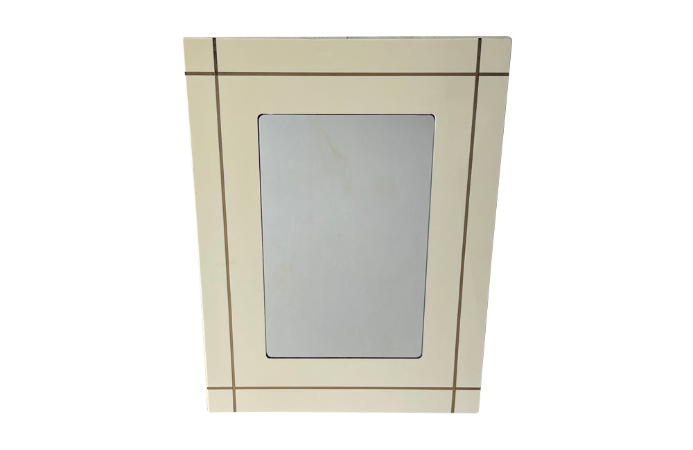 Stylish, cream acrylic framed mirror with brass banding. Italy circa 1970