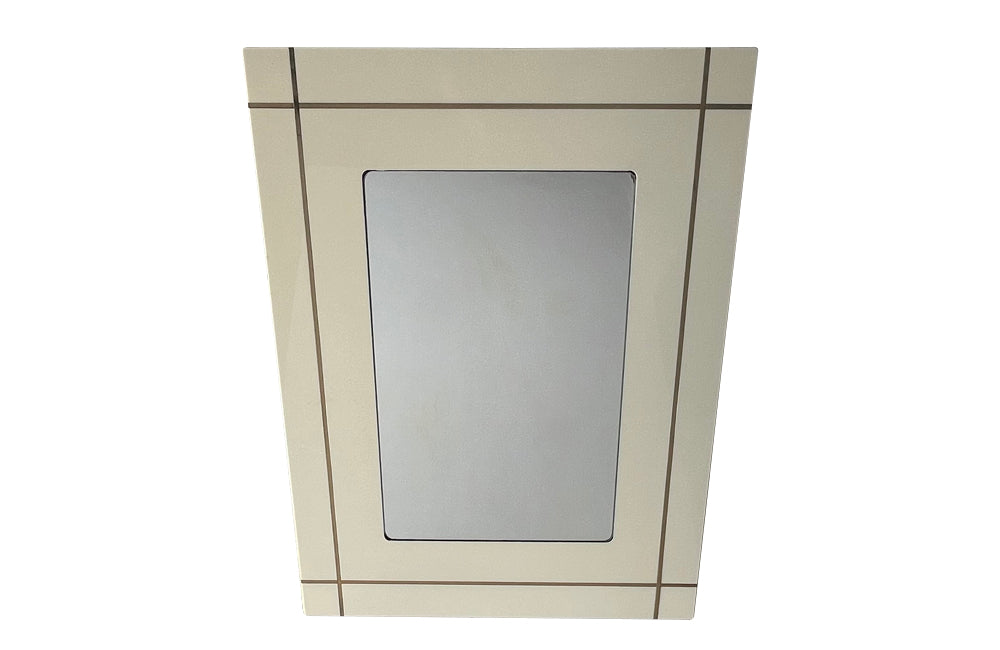 Stylish, cream acrylic framed mirror with brass banding. Italy circa 1970