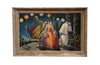 Framed oil on board painting depicting the Venice Carnival.