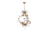 20th century and pretty gilt metal and wood chandelier with floral and foliate decoration