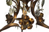 20th century and pretty gilt metal and wood chandelier with floral and foliate decoration
