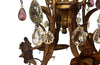 20th century and pretty gilt metal and wood chandelier with floral and foliate decoration