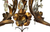 20th century and pretty gilt metal and wood chandelier with floral and foliate decoration