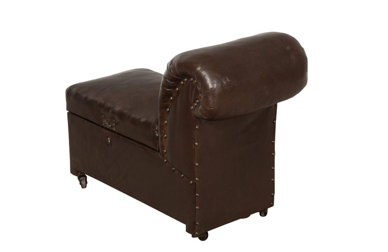 scroll back antique footstool with incorporated coffer - French Antique Furniture - 