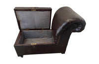 scroll back antique footstool with incorporated coffer - French Antique Furniture - 