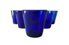 Set of six vintage French cobalt blue glasses/photophores.