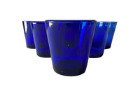 Set of six vintage French cobalt blue glasses/photophores.