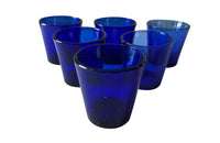 Set of six vintage French cobalt blue glasses/photophores.