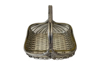 Elegant, silver plate woven basket with handle