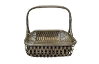 Elegant, silver plate woven basket with handle