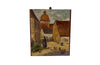 SMALL PAINTING OF A FRENCH VILLAGE SCENE WITH CHICKENS