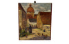 SMALL PAINTING OF A FRENCH VILLAGE SCENE WITH CHICKENS