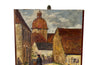 SMALL PAINTING OF A FRENCH VILLAGE SCENE WITH CHICKENS