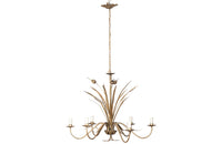 Spanish gilt metal, bulrush chandelier with six branches .
