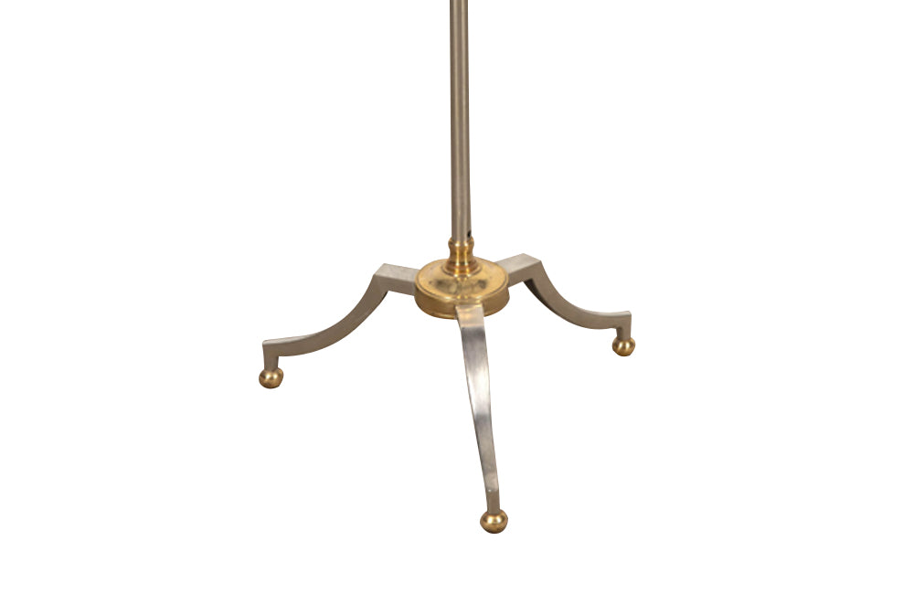 20th Century stylish French polished extendable nickel and brass floor lamp.  