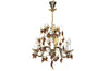 20th Century chandelier with bunched of glass grape drops and brass vine leaves.&nbsp;