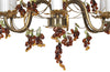 20th Century chandelier with bunched of glass grape drops and brass vine leaves.&nbsp;