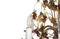 20th Century chandelier with bunched of glass grape drops and brass vine leaves.&nbsp;