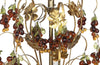 20th Century chandelier with bunched of glass grape drops and brass vine leaves.&nbsp;